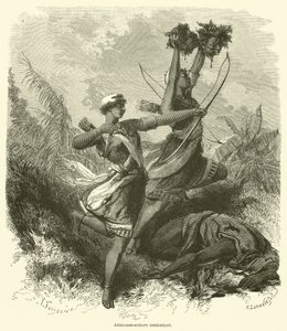 Amazons-bueskytter kæmper (gravering) af French School