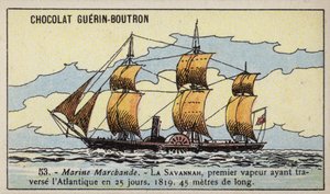 Amerikansk hjuldamper Savannah (chromolitho) af French School
