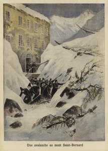 En lavine ved Great St Bernard Pass, Schweiz, 1897