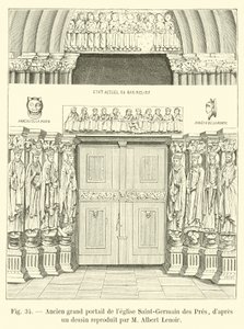 Tidligere stor portal til Saint-Germain des Pres kirken, fra en tegning gengivet af M Albert Lenoir af French School
