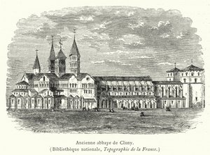 Tidligere kloster i Cluny (gravering) af French School