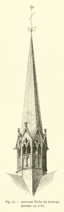 Gammel tværarmspil, ødelagt i 1793 af French School