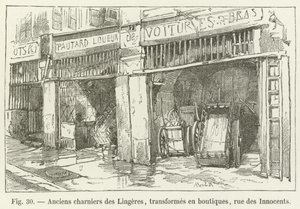 Tidligere Lingeres massegrav, omdannet til butikker, rue des Innocents af French School