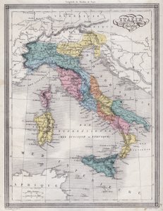Det gamle Italien - Plade udtrukket fra "" Universal Atlas of Ancient and Modern Geography for Residential Schools"" af Vuillemin - ca. 1845 af French School
