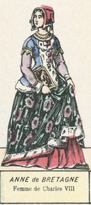 Anne af Bretagne, kone til Charles VIII (farvet gravering) af French School