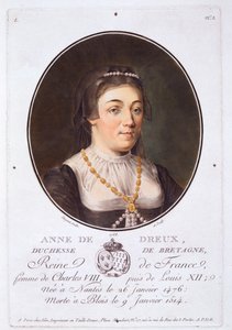 Anne de Dreux, hertuginde af Bretagne, fra portrætter af store mænd, lysende kvinder og mindeværdige emner i Frankrig, udgivet 1787-92 af French School