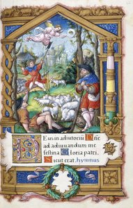 Bebudelse til hyrderne, fra en timebog lavet til Francois I, ca. 1532-1540 af French School