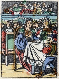 Anonym illustration til "La belle au bois dormant", fortælling af Charles Perrault (1628-1703), fransk forfatter. Træstik af Imaging Pellerin - Epinal, sd. Slutningen af det 19. århundrede. af French School