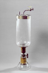 Apparat til at studere gas, designet af Antoine Laurent de Lavoisier (1743-94) (metal og glas) af French School