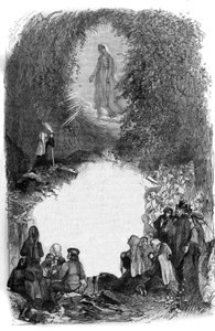 Jomfru Marias tilsynekomst til Bernadette Soubirous (1844-1879) i hulen Lourdes, Hautes Pyrenees (65) af French School
