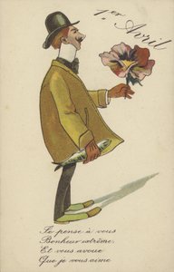 aprilsnar (farve litho) af French School