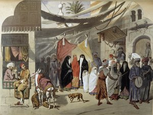 Arabisk ægteskab i Kairo - i “” Modern Egypt””, af Henri de Amount, v.1870 af French School