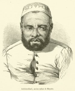 Adrian-Souli, gammel sultan af Mayotte (gravering) af French School