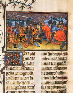 Hærens kæmper. Miniature taget fra manuskriptet af Francesco Petrarch eller Petrarch (1304-1374) italiensk lærd, digter og humanist, De Viris Illustribus,, 23rv. Valencias universitetsbibliotek. af French School