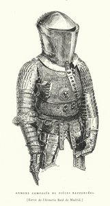 Rustning fra Royal Armory of Madrid, Spanien (gravering) af French School