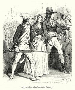 Anholdelse af Charlotte Corday (gravering) af French School