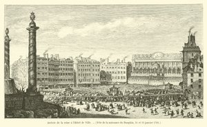 Dronningens ankomst til Hôtel de Ville, Dauphins fødselsdag, 21. og 23. januar 1782 af French School