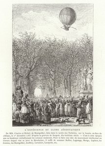 Ascent of the Montgolfier Brothers Aerostatic Globe, Paris, 1. december 1783 af French School