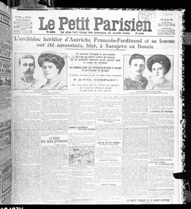 Mordet på ærkehertug Franz Ferdinand af Østrig (1863-1914) og hans kone fra Le Petit Parisien, 29. juni 1914 af French School