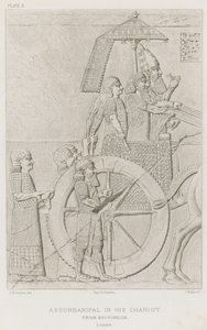 Assurbanipal i sin vogn, fra Kouyundjik, Louvre af French School