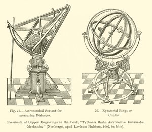 Astronomisk sekstant til måling af afstande, ækvatorialringe eller cirkler (gravering) af French School