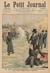 Ved den spanske grænse, duel mellem Paul Deroulede og Jean Jaures, illustration fra Le Petit Journal, Supplement illustre, 18. december 1904 af French School