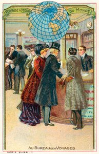 Hos rejsebureauet (chromolitho) af French School