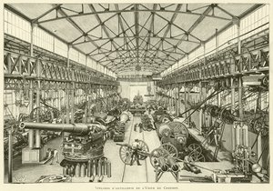 Artilleriværksteder på Creusot-fabrikken (gravering) af French School
