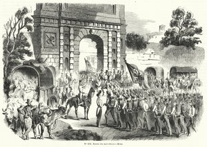Østrigske tropper indtog Milano, Italien, 6. august 1848 (gravering) af French School
