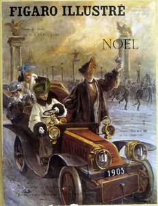 Automobil Dion-Bouton 1905 og frakker og pelse Grunwaldt - i "" Le Figaro Illustré", dec 1904 af French School