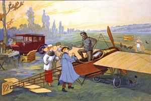 Luftfart (farve litho) af French School