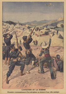 Luftfart i krig (farve litho) af French School