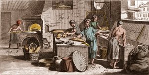Bageri - Et bageri - "" The Great Encyclopedie, ou Dictionnaire Raisonne des Sciences, des Arts et des Metiers" (Encyclopedia or Dictionary of the Sciences, Arts and Professions) af Denis Diderot (1713-1784) og Jean d