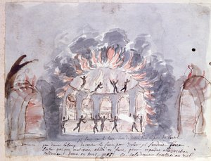 Balletscene, der forestiller furierne, slutningen af det 17. århundrede (wc på papir) af French School