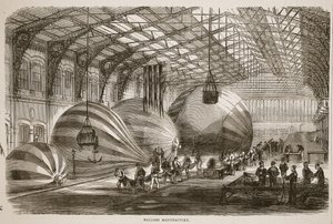 Ballonfabrik, illustration fra Cassells historie om krigen mellem Frankrig og Tyskland, 1870-1871 af French School
