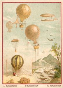 Ballonflyvning (chromolitho) af French School