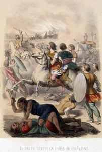 Barbarian Invasions - Attilas nederlag nær Chalons af French School