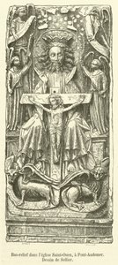 Basrelief i Saint-Ouen kirken ved Pont-Audemer (gravering) af French School
