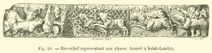 Bas-relief, der repræsenterer en jagt, fundet ved Saint-Landry af French School