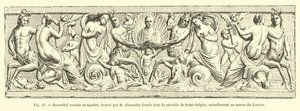 Romersk basrelief i marmor, fundet af M Alexandre Lenoir i sakristiet Saint-Sulpice, i øjeblikket på Louvre-museet af French School