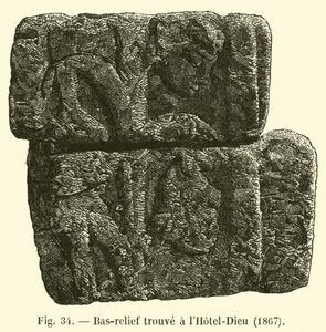 Bas-relief fundet på Hotel-Dieu, 1867 af French School