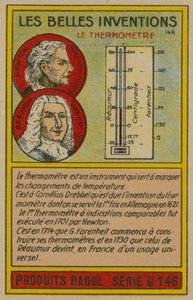 Smukt opfindelseskort, termometer af French School