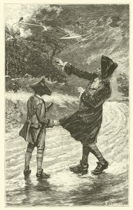 Benjamin Franklin flyver med sin drage (gravering) af French School