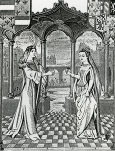 Trolovelse af Maximilian I og Mary, hertuginde af Bourgogne i 1477, efter et billede i Chroniques de Flandre af French School