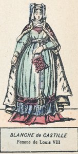 Blanche de Castille, kone til Louis VIII (farvet gravering) af French School