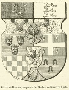 Våbenskjold fra Dushan, serbernes kejser (gravering) af French School