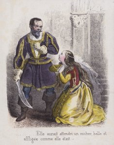 Blå skæg (farvet gravering) af French School
