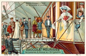 Gå ombord på luftskibet i London (chromolitho) af French School