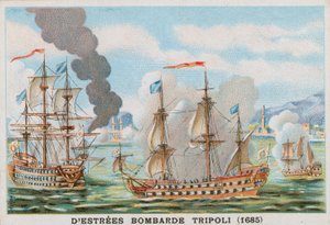 Bombardement af Tripoli af Jean II dEstrees, admiral af Frankrig, 1685 af French School