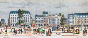 Boulevard Poissonniere sydside - Rue du Sentier - Rue Saint Fiacre - Indgravering i "Tableau-de-Paris" af Edmond Texier 1852 af French School